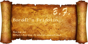 Bordás Fridolin névjegykártya